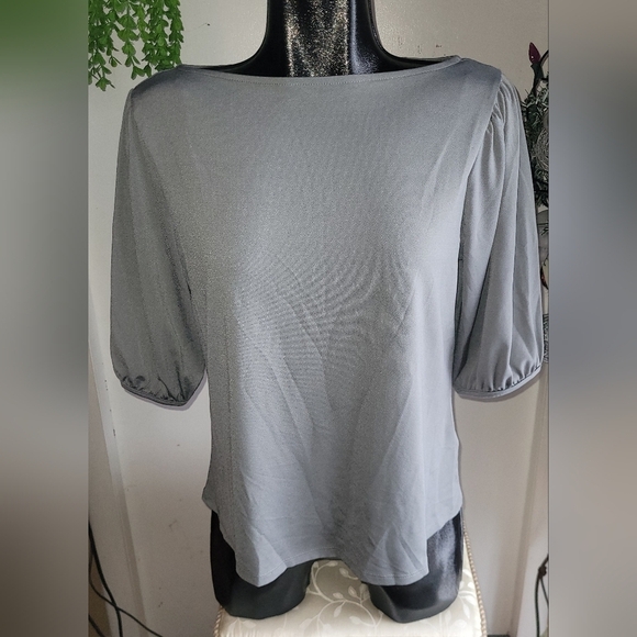 H&M Grey Puff Short Sleeve Top M - Picture 1 of 6
